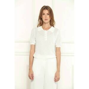 NEW ZERO DEGREES CELSIUS pointelle polo shirt in off white
